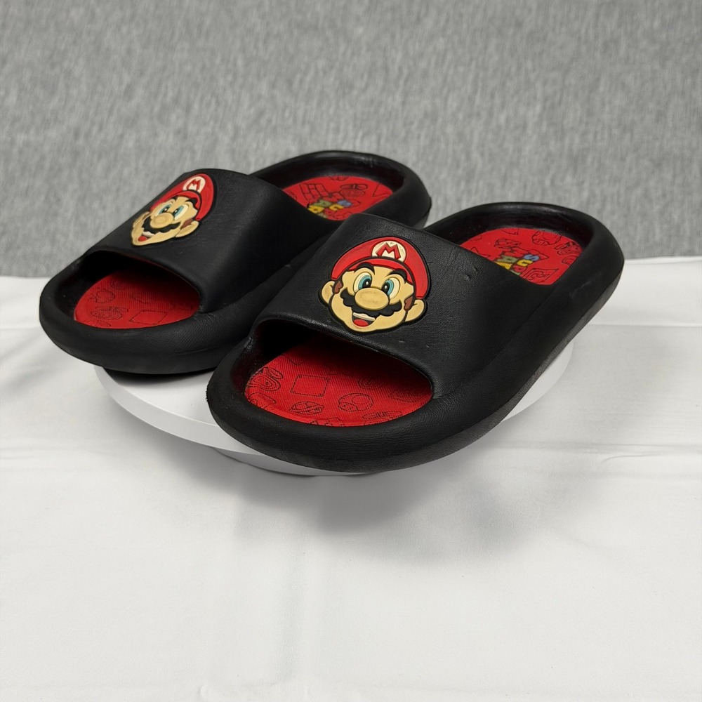 2 For 8 Dollars SALE Kids Black and Red Mario Brothers Slide Sandals
